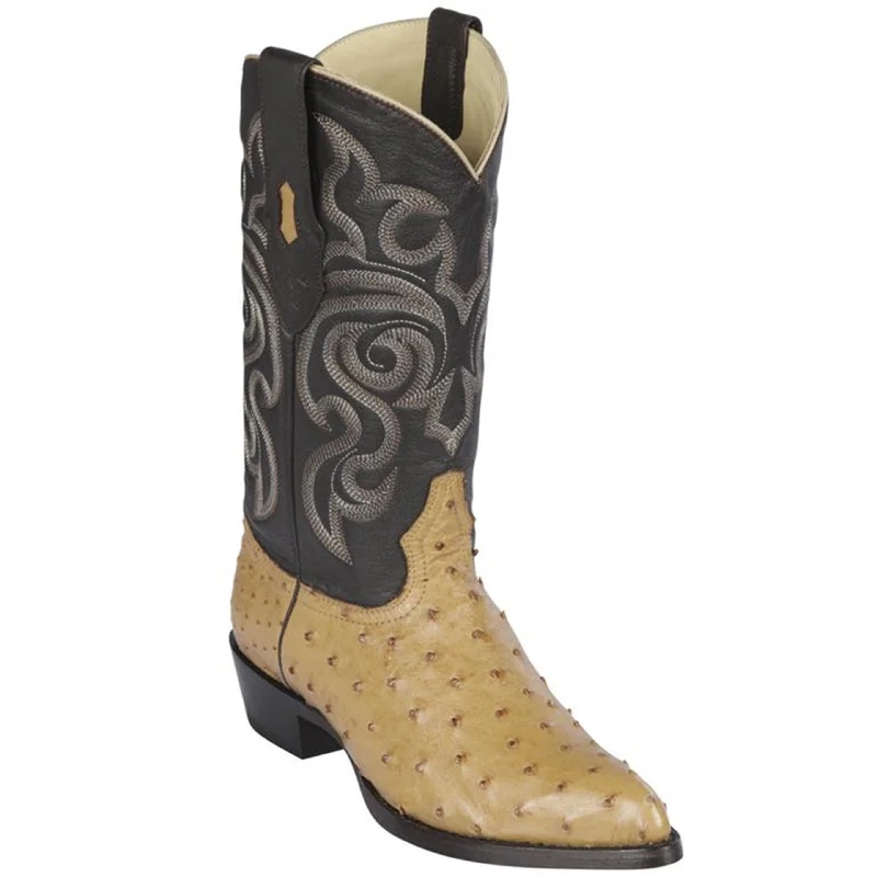 Ultra-Flexible Walking Shoes Antique Saddle Ostrich Cowboy Boots