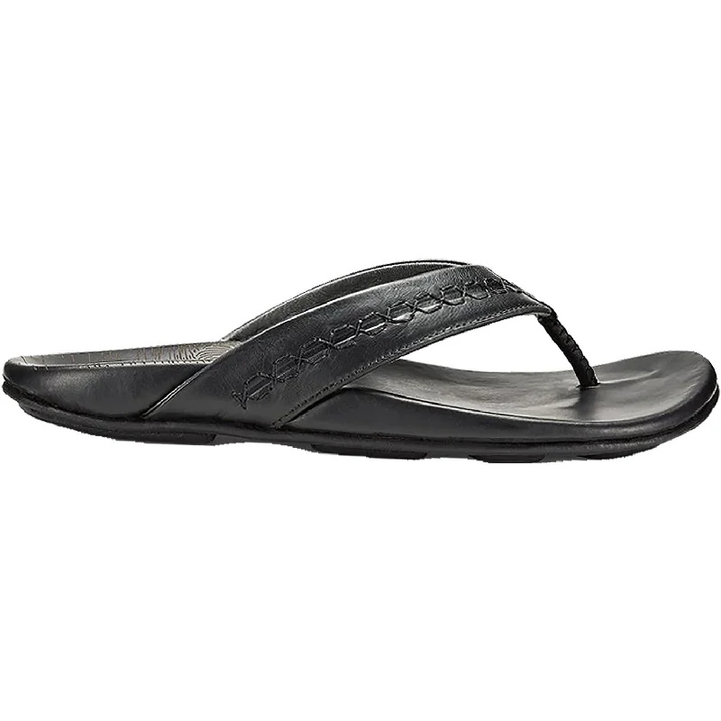 Premium Walking Shoes Men's OluKai Honoli'i Black/Black Leather