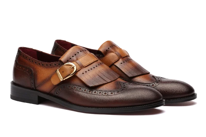 Soft Cushion Sneakers The Fringed Brogue - Tan & Brown