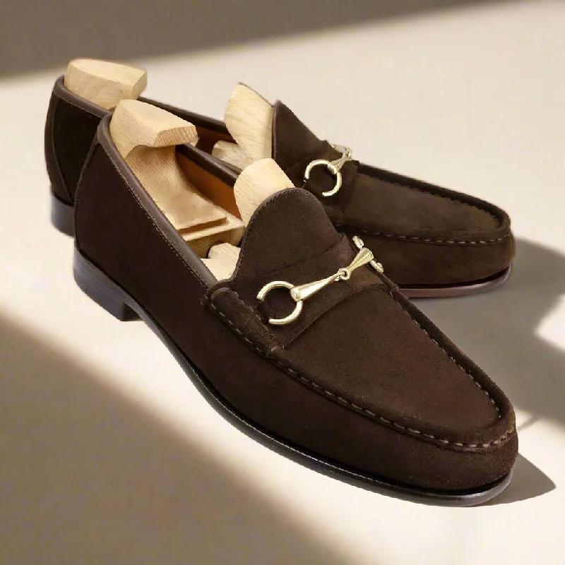 Casual Comfort Shoes Arlo Dark Brown Suede Horsebit Loafer