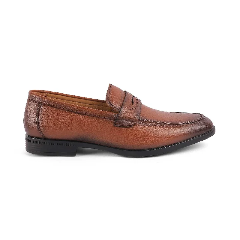 Sporty Everyday Shoes Tresmode Yesi Tan Men's Leather Penny Loafers