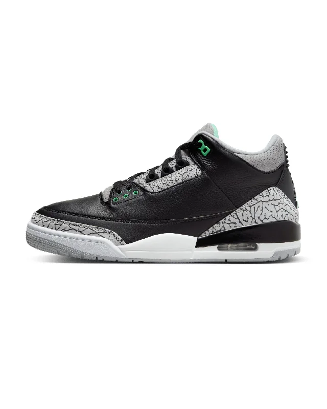 Ergonomic Sneakers Air Jordan 3 Retro - Black / Green Glow / Wolf Grey