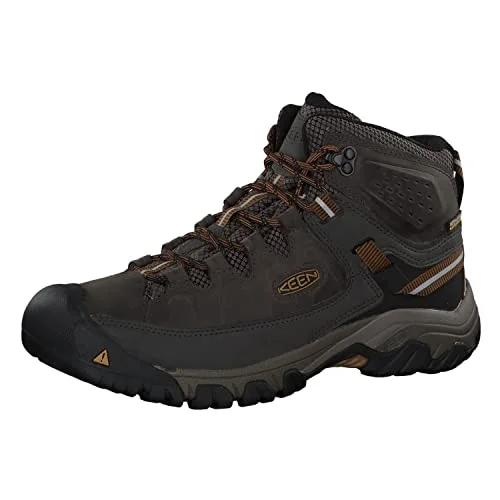 Shockproof Shoes KEEN Herren Targhee 3 Mid Waterproof Wanderstiefel, Black Olive/GOLDEN Brown, 45 EU