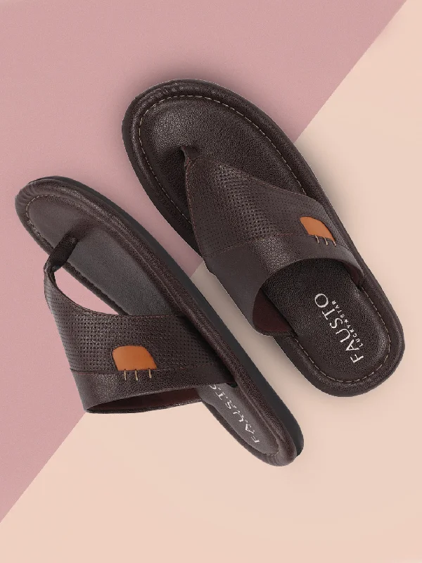 Lightweight Foam Shoes Men Brown Casual Outfit Indoor Outdoor All Day Long Comfort Slip On Thong Slippers