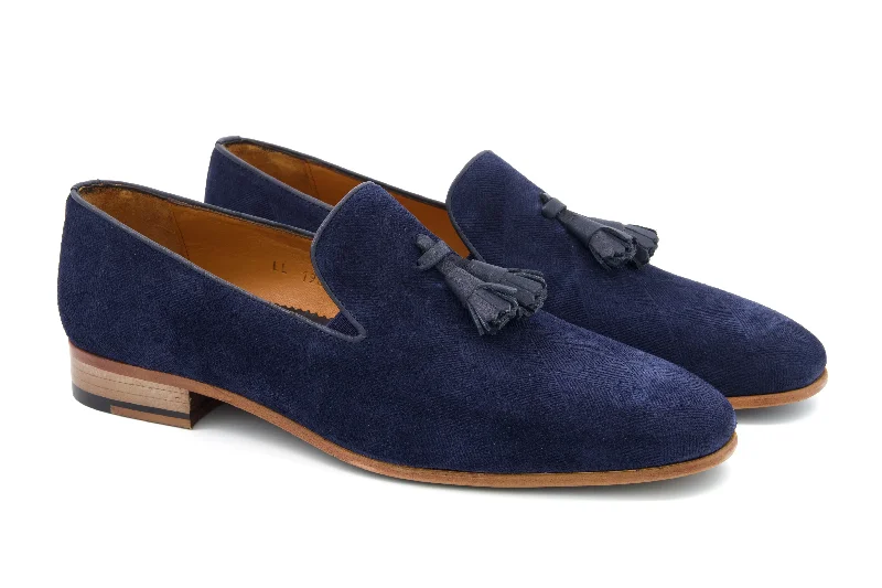 Simple Loafers The Diamanté Suede Loafers - Sapphire Blue