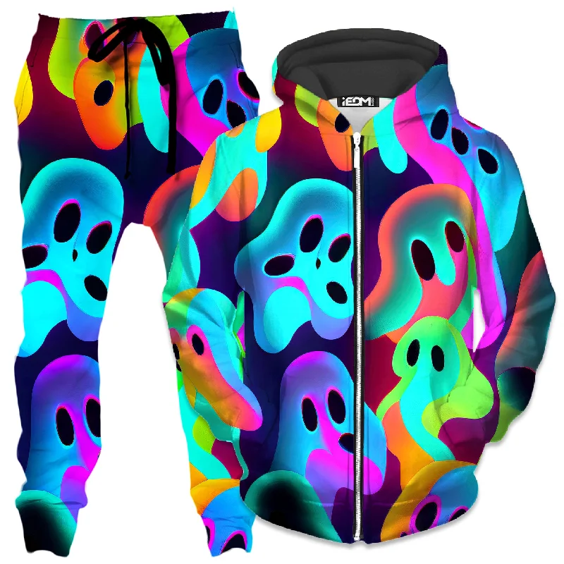 Ghostly Zip-Up Hoodie and Joggers Combo