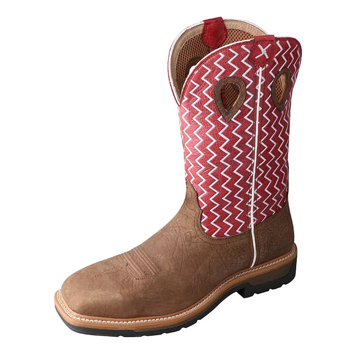 Trendy Everyday Shoes Twisted X Men's Lite Cowboy Steel Toe Work Boot-Red Top