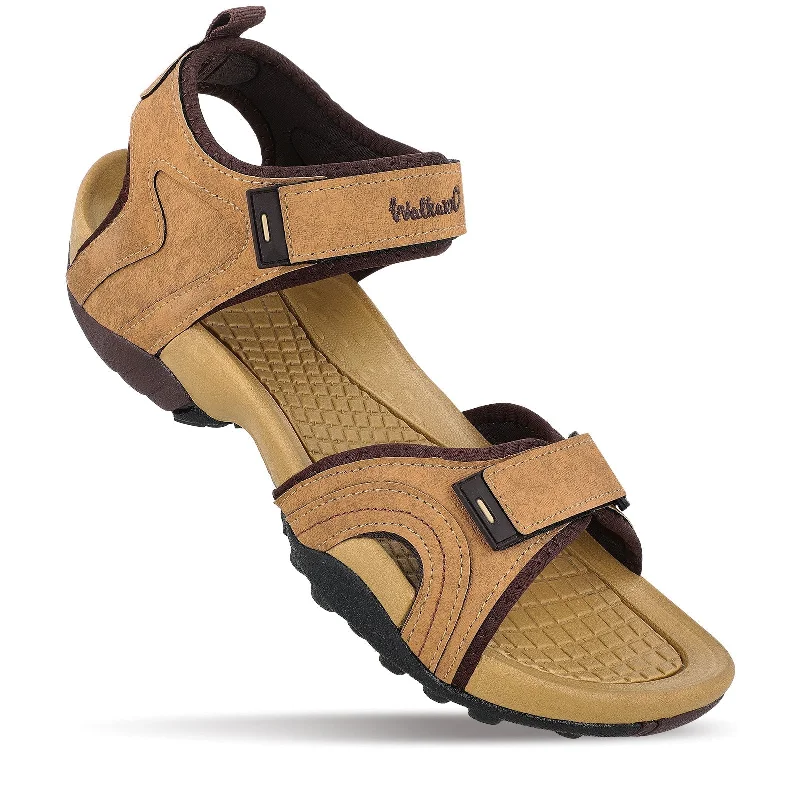 Flexible Running Shoes Walkaroo Men Sandals  - WC4415 Tan