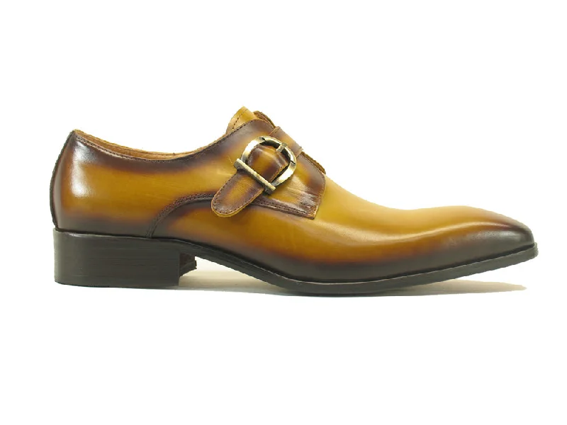 Stylish Sneakers Carrucci Buckle Monk Strap KS503-35 - Cognac