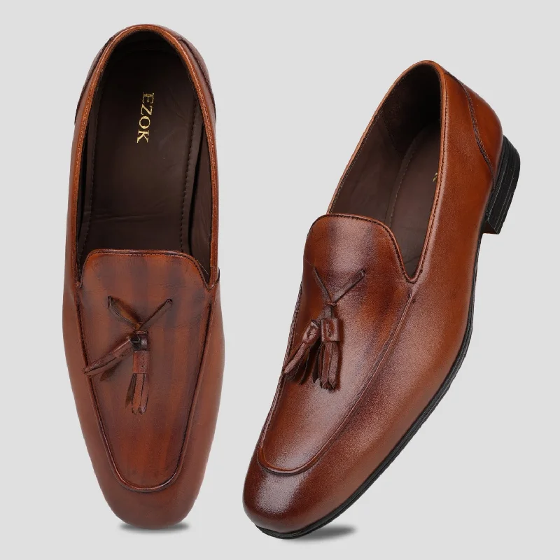 All-Weather Sneakers Ezok Leather Tan Formal Shoes For Men
