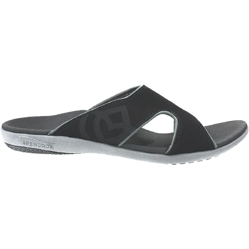 Soft Breathable Shoes Men's Spenco Kholo Slide Carbon/Pewter Synthetic Nubuck