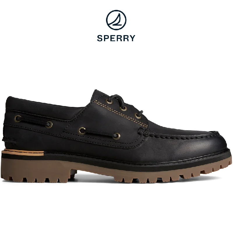 Modern Street Sneakers Men's Authentic Original Lug Boat Shoe - Black (STS25155)