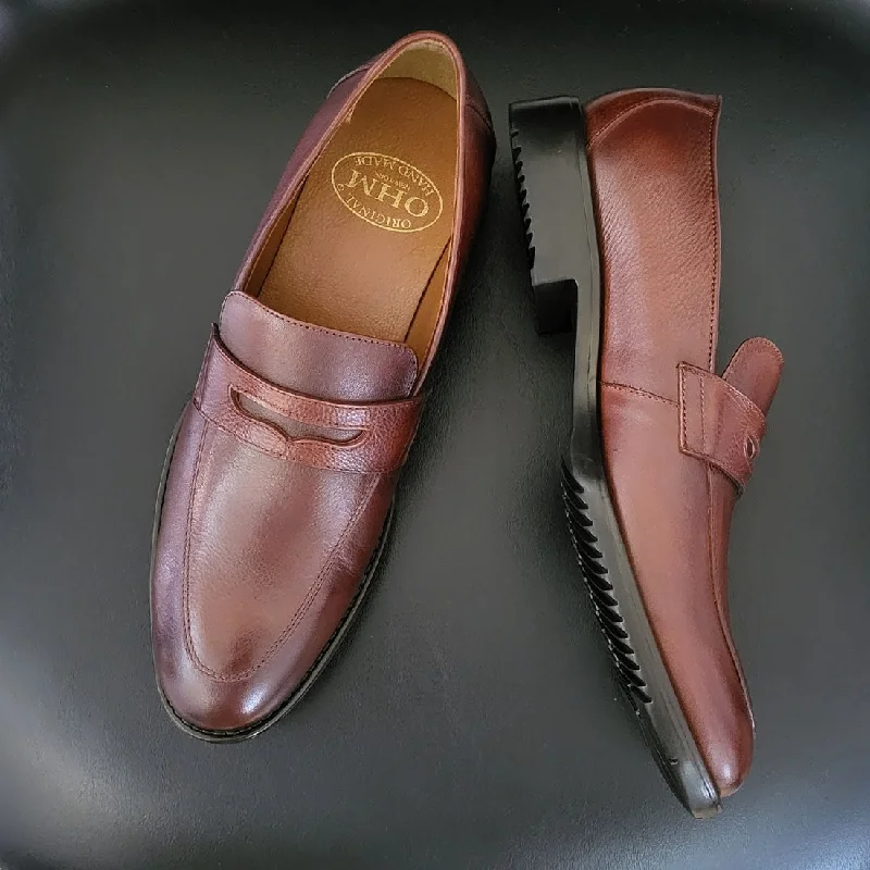 Ergonomic Sneakers OHM New York Classy Double Stitched Penny Loafer Leather Shoes