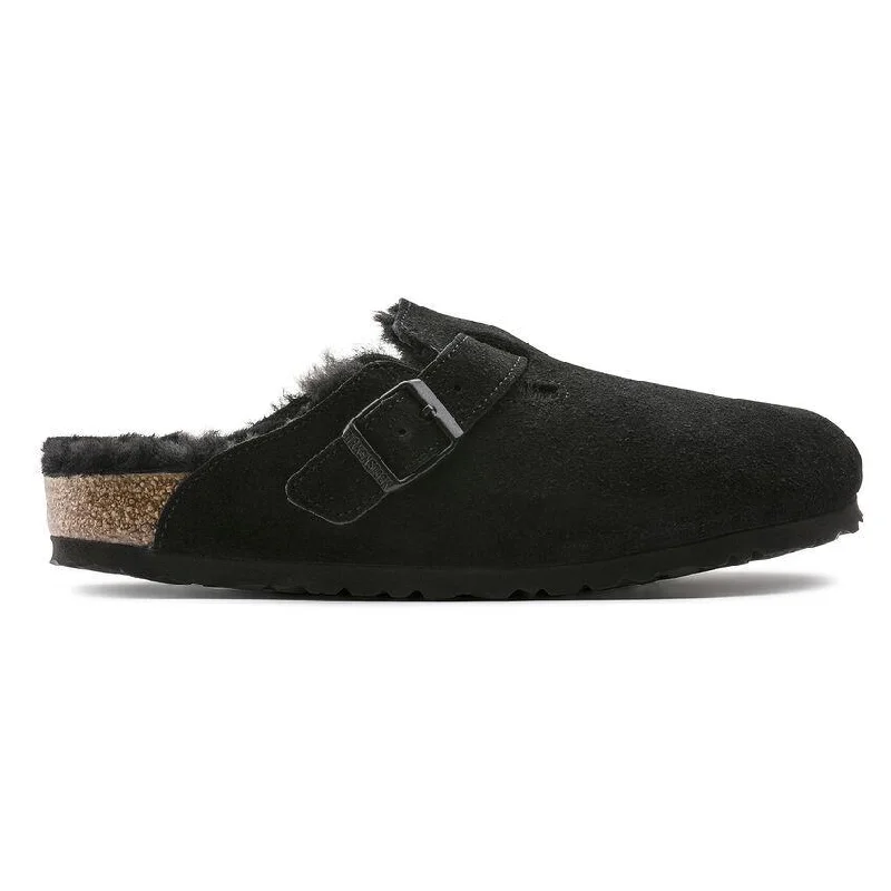 Lightweight Foam Shoes Birkenstock Men's Boston Shearling Black Suede
