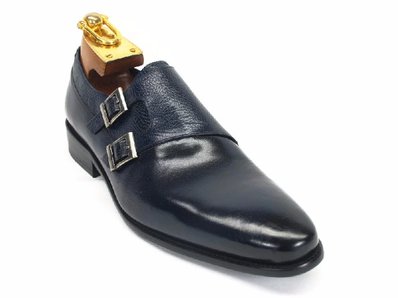 Comfortable Travel Shoes Carrucci Double Monkstraps KS099-3003 - Navy