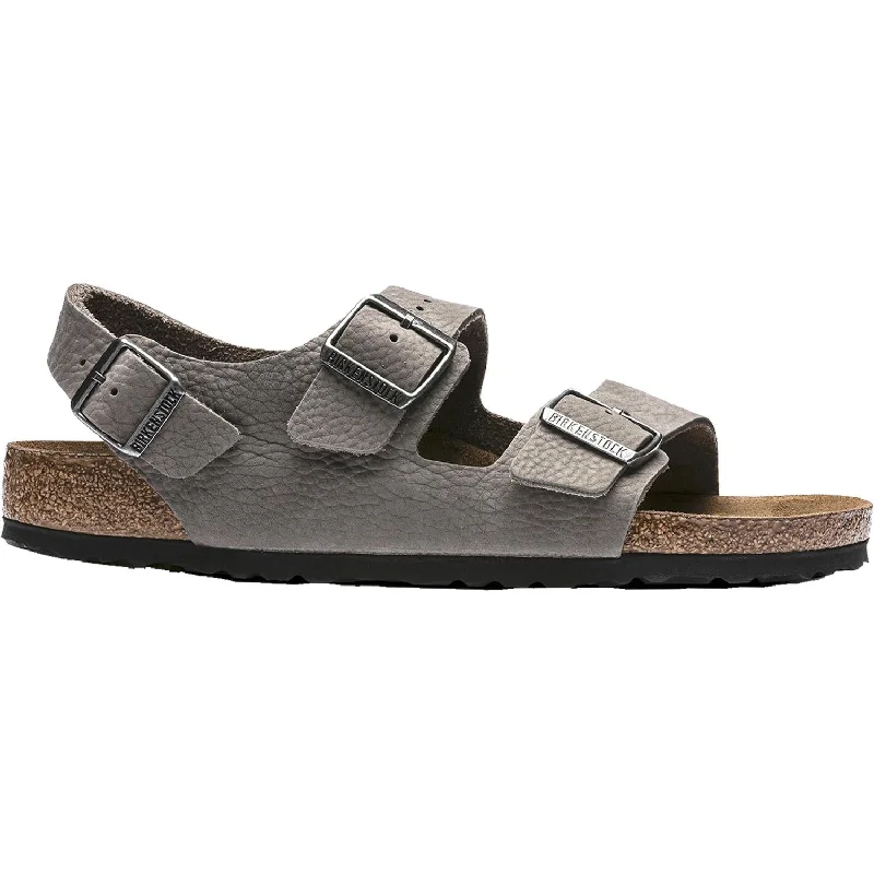 All-Purpose Walking Shoes Men's Birkenstock Milano Soft Footbed Soft Whale Grey Nubuck