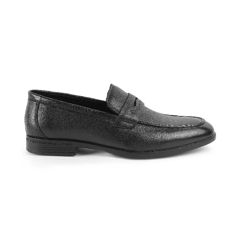 Anti-Slip Sneakers Tresmode Yesi Black Men's Leather Penny Loafers