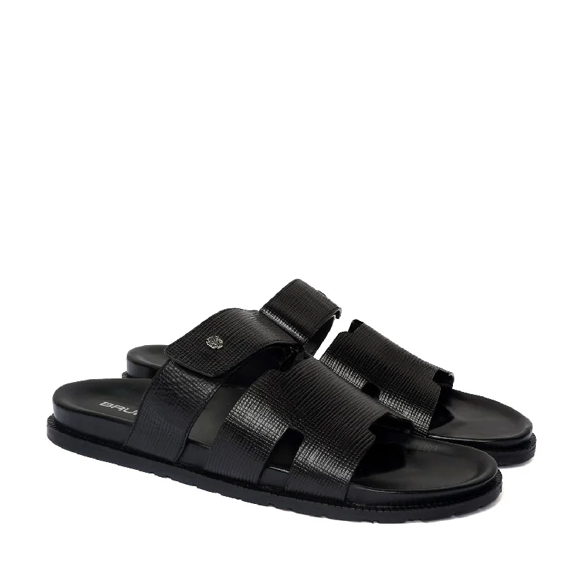 High-Quality Sneakers Black Summer Slippers/Sandal in Saffiano Leather