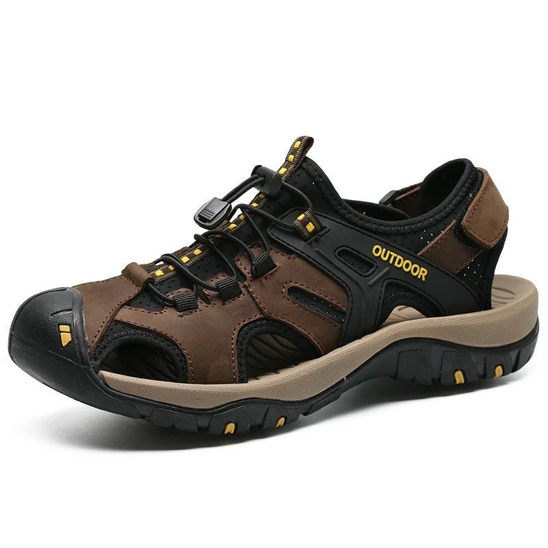 Soft Cushion Sneakers Men's Sandals Outdoor Non-Slip Men's Beach Sandals Handmade Genuine Leather