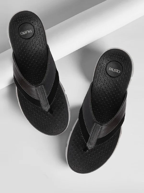 Plush Cushion Shoes Men Black Casual Flexible Phylon Sole Slippers