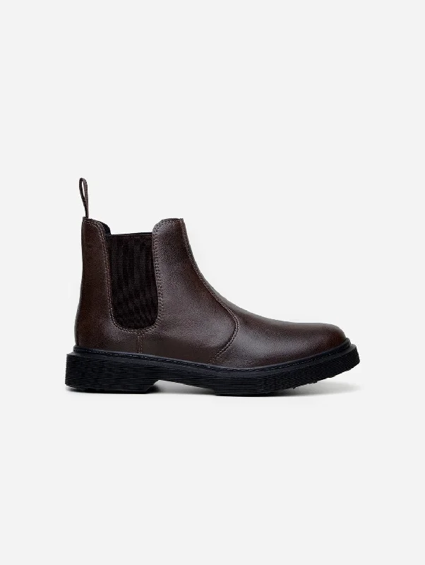 Modern Running Shoes Green Laces x King55 Chelsea Vegan Leather Boots | Espresso Brown