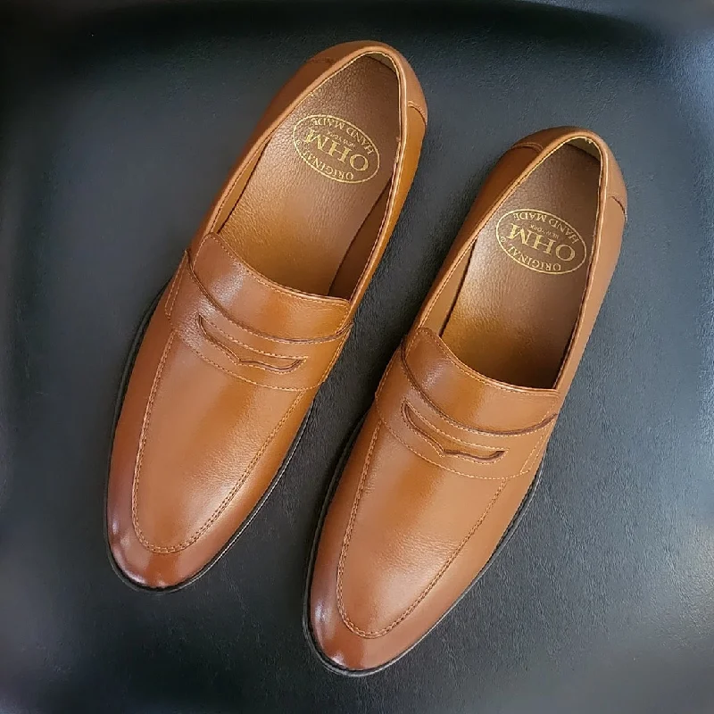 Stylish Sneakers OHM New York Soft Grained Leather Double Stitched Penny Loafer Shoes