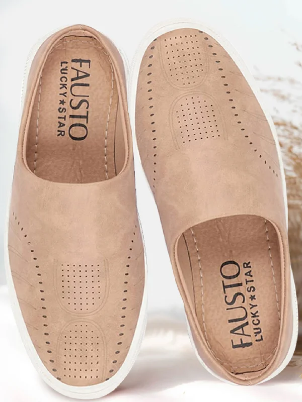 All-Purpose Walking Shoes Men Chikku Back Open Stylish Design Slip On Shoes