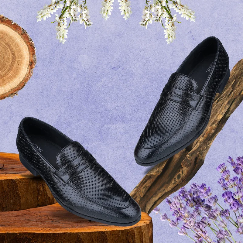 Orthopedic Footwear Ezok Leather Black Casual Loafer Shoes For Men