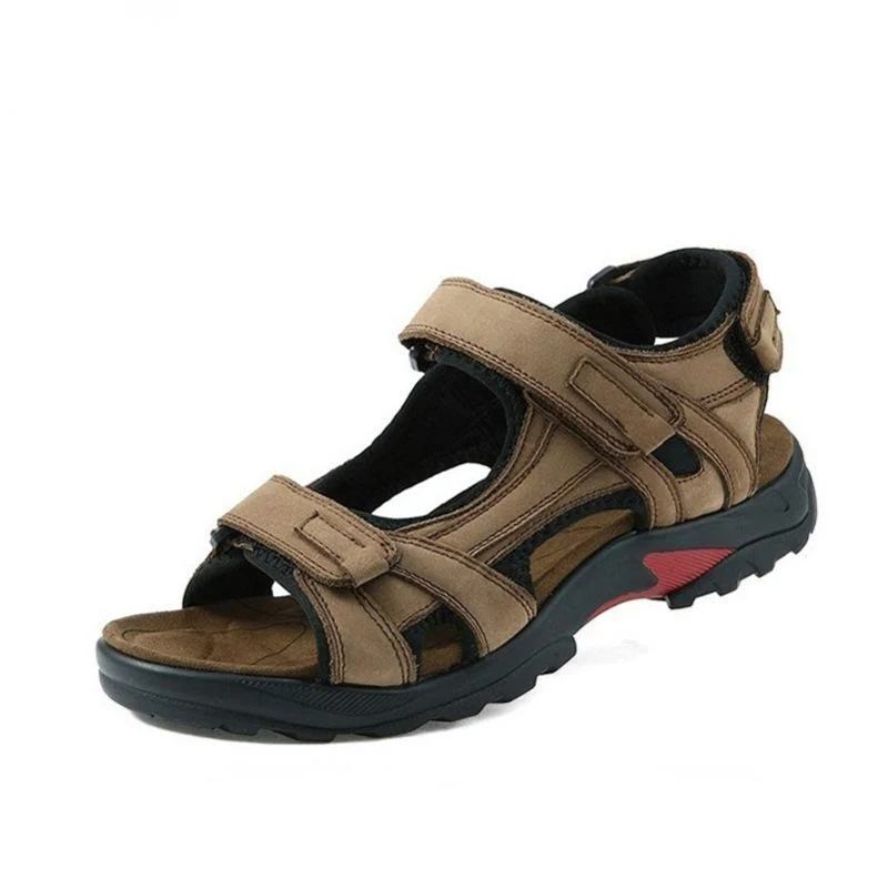Cozy Everyday Shoes Men's leather beach shoes in the first layer with open toe slip summer handmade sandals in plus sizes outdoors
