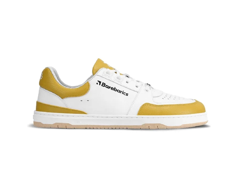 Premium Comfort Shoes Barefoot Sneakers Barebarics Wave - White & Sunset Yellow