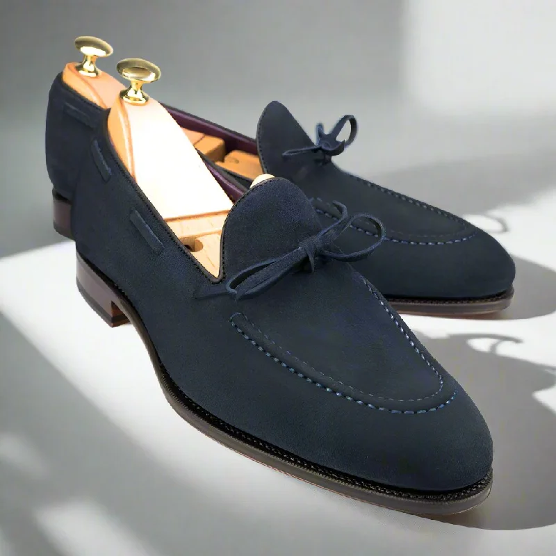 Soft Foam Shoes Owen Navy Blue Suede Tie Up Loafer
