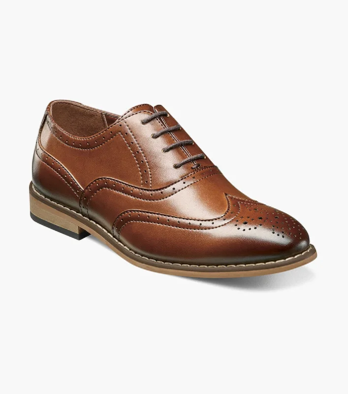Lightweight Foam Shoes BOYS DUNBAR  Wingtip Oxford - Cognac