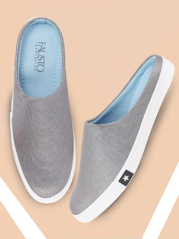 Lightweight Walking Shoes Men Grey Casual Canvas Slip-On Shoes