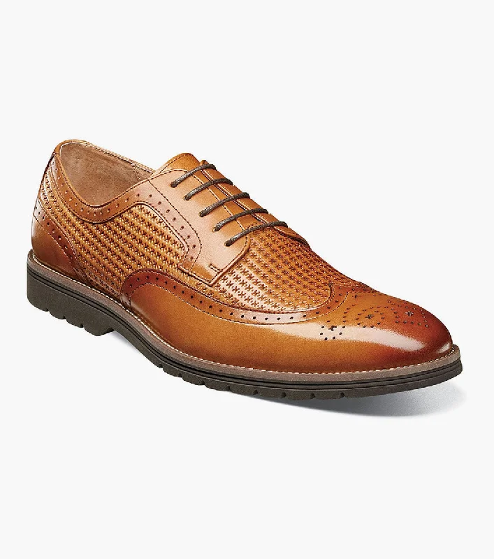 Everyday Comfort Shoes Stacy Adams Emile Leather Wingtip Oxfords Shoes - Tan