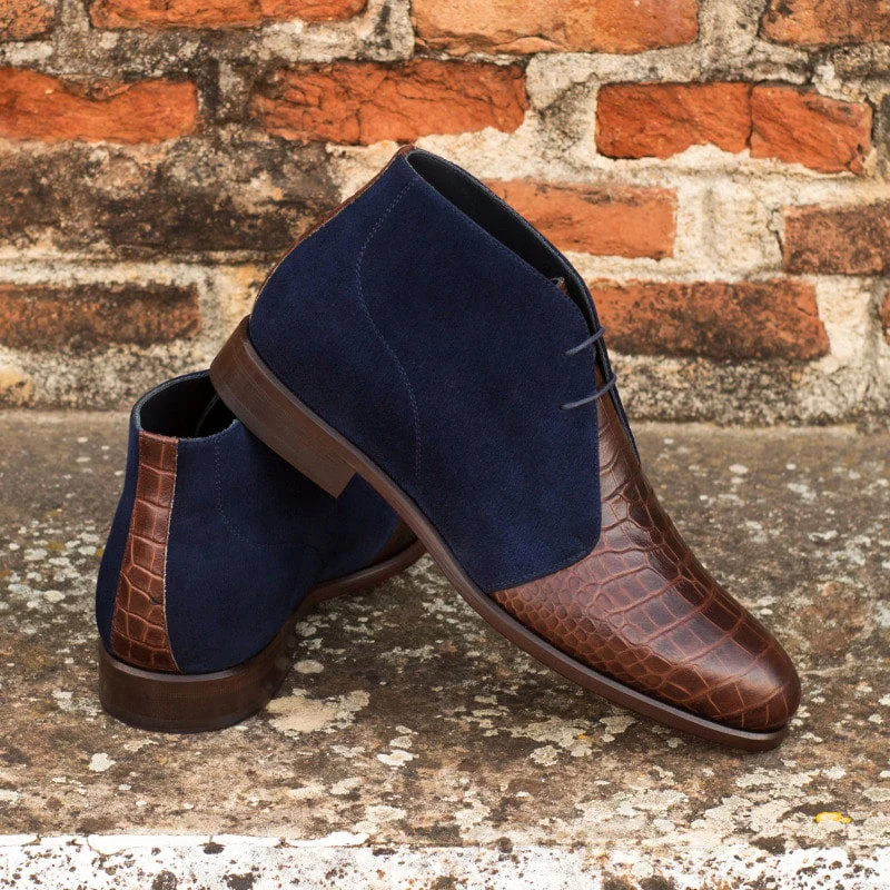 Chic Running Shoes Arthur Croco Print Navy Blue Chukka