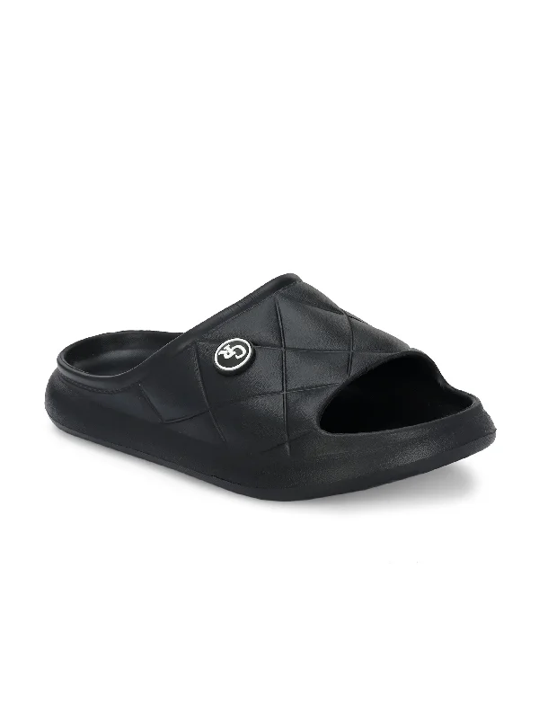 Everyday Comfort Shoes Carlo Romano Black Colour EVA Sliders For Men Trending design Anti-slip sole Sweat free Super flexible Ergonomic and cushioned footed