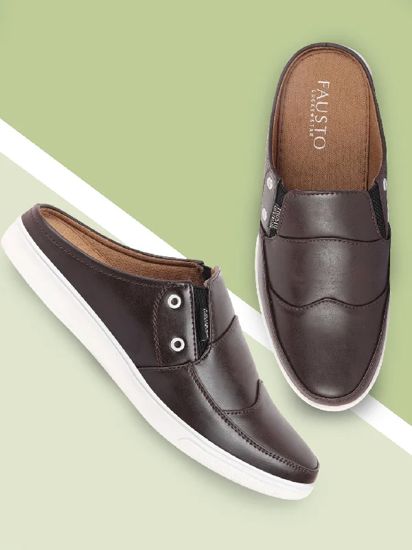 Shockproof Shoes Men Coffee Casual Back Open Classic Slip On Shoes