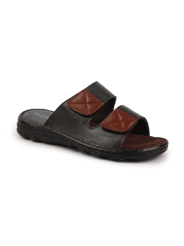 Comfy Sport Shoes Men Dark Brown Genuine Leather Adjustable Velcro Strap Broad Feet Open Toe Suede Leather Insole Slippers