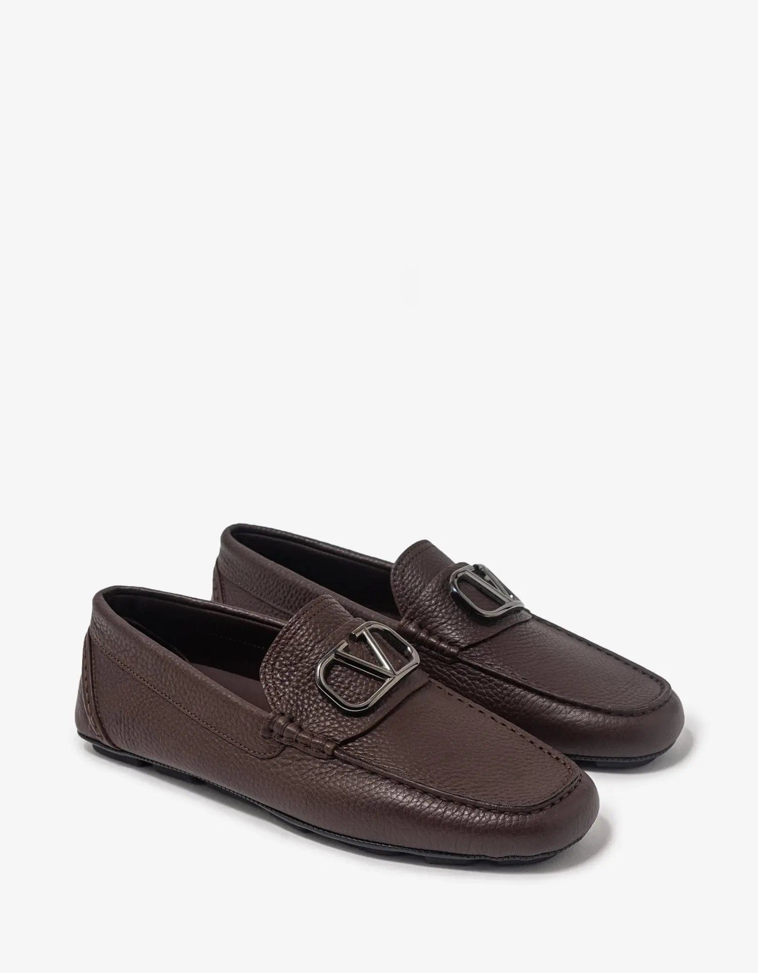 Fashionable Running Shoes Valentino Garavani Brown VLogo Driving Shoes