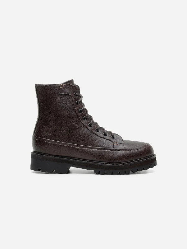 Breathable Sport Sneakers Ingmar Unisex Vegan Leather Lace-Up Boots | Espresso