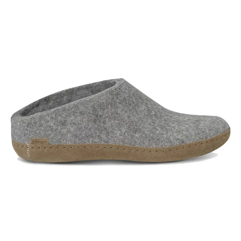 Ultra-Soft Sneakers Glerups Men's Model B Slipper with Leather Sole Light Grey