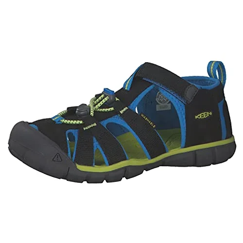 Plush Cushion Shoes KEEN, Unisex Kinder Seacamp 2 CNX Sandalen , Black Brilliant Blue , 36 EU