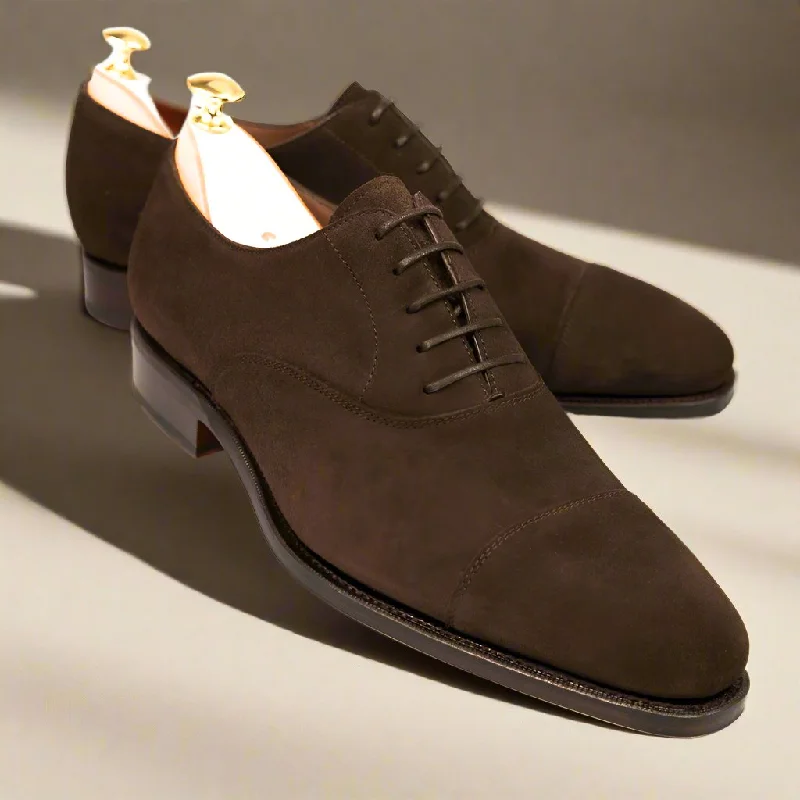 Ultra-Flexible Walking Shoes Elliot Dark Brown Suede Toecap Oxford