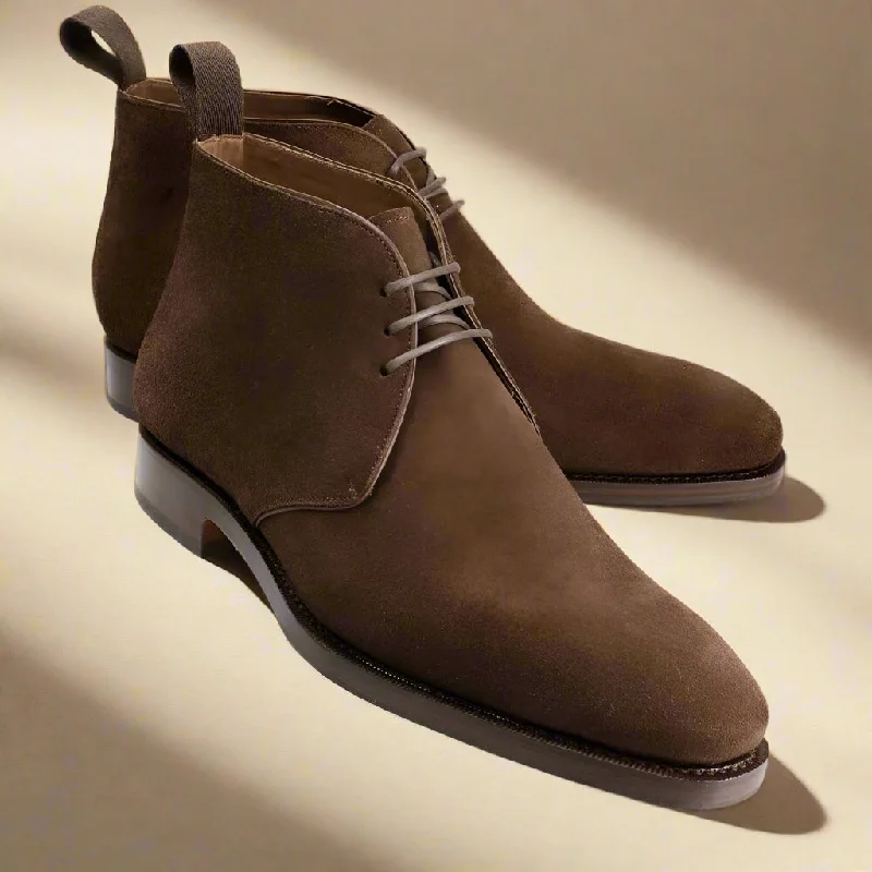 Plush Walking Shoes Eric Dark Brown Suede Chukka Boot