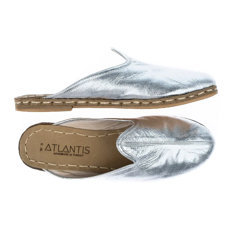 Durable Walking Shoes Men's Silver Slippers