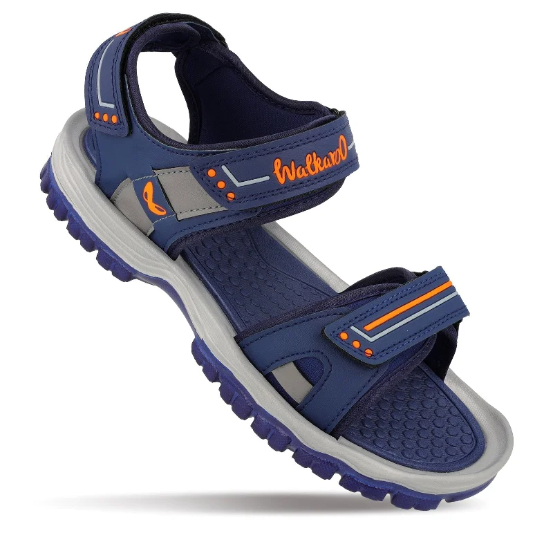Trendy Everyday Shoes Walkaroo Men Sandal  - WC4420 Navy Blue orange