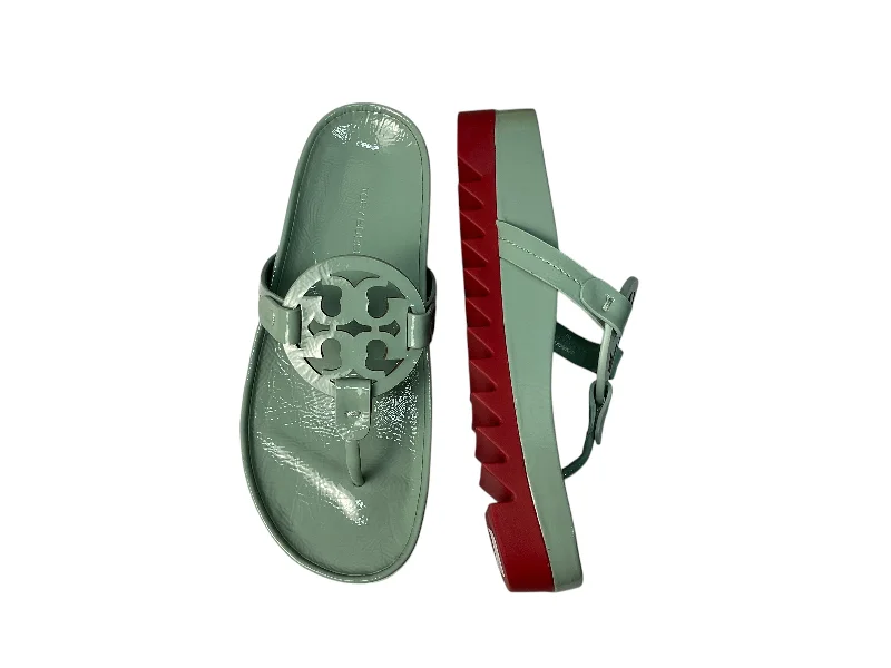 Sporty Everyday Shoes Sandals Designer By Tory Burch In Green, Size: 7