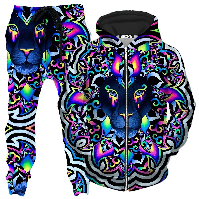 Electric Lion Zip-Up Hoodie and Joggers Combo