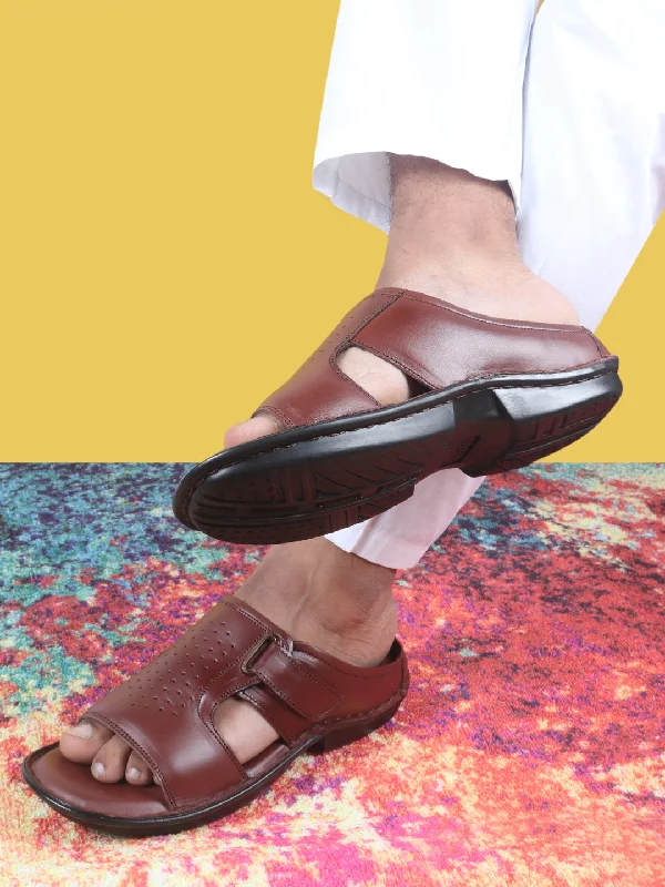 Cloud Cushion Sneakers Men Brown Formal Leather Slip-On Slippers