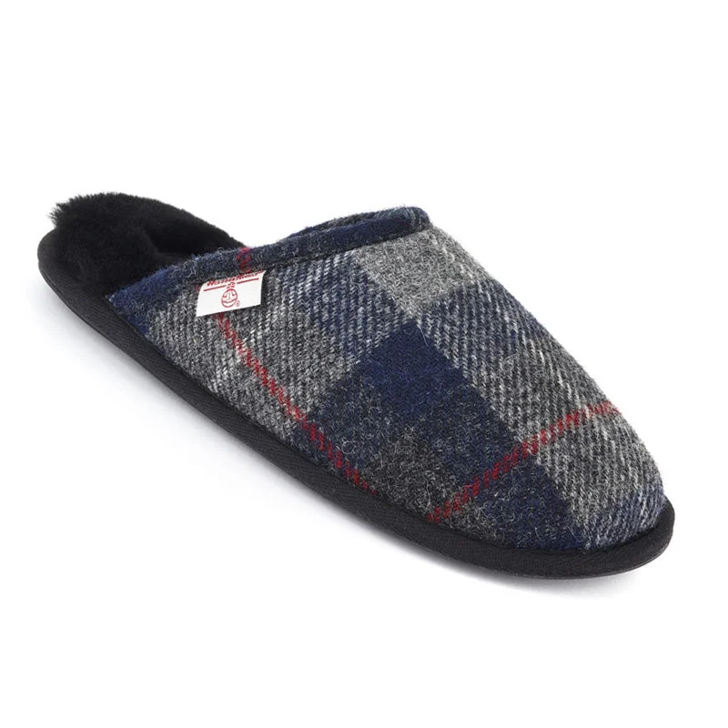 Modern Street Sneakers William - Harris Tweed Mule - Navy / Black Check